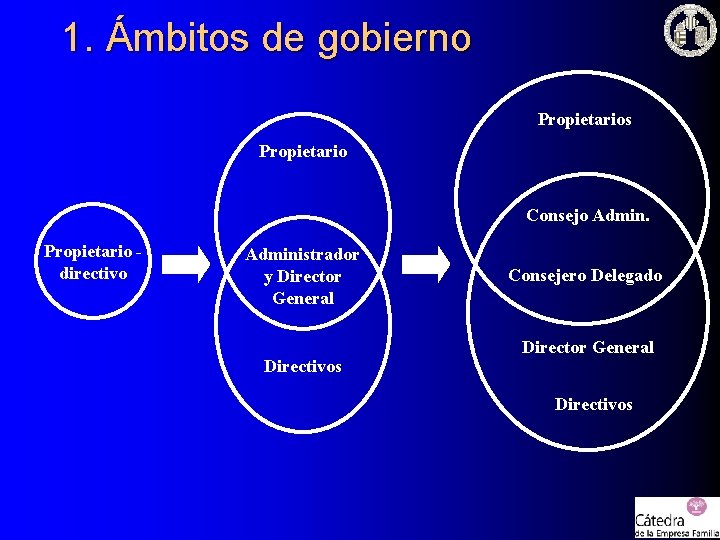 1. Ámbitos de gobierno Propietarios Propietario Consejo Admin. Propietario directivo Administrador y Director General