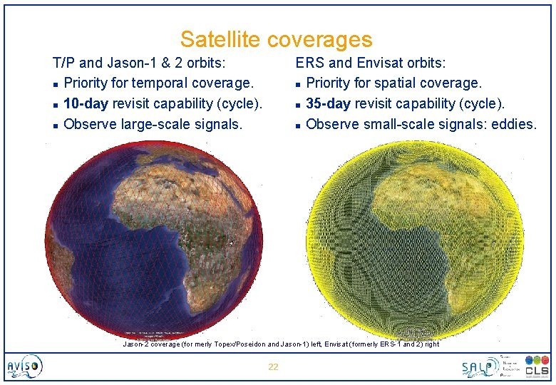 Satellite coverages T/P and Jason-1 & 2 orbits: n Priority for temporal coverage. n