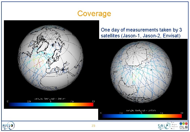 Coverage One day of measurements taken by 3 satellites (Jason-1, Jason-2, Envisat) 23 