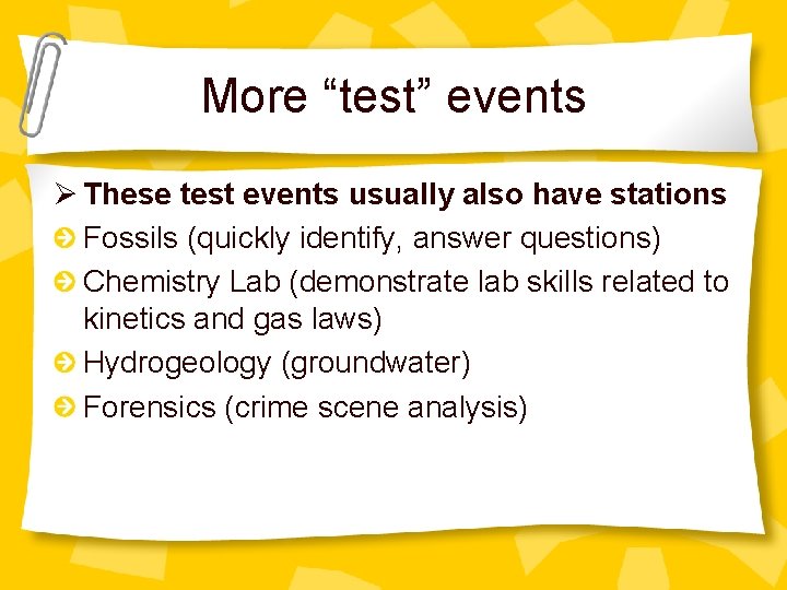 More “test” events Ø These test events usually also have stations Fossils (quickly identify,