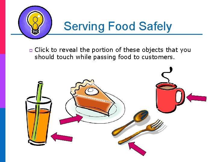 Serving Food Safely p Click to reveal the portion of these objects that you