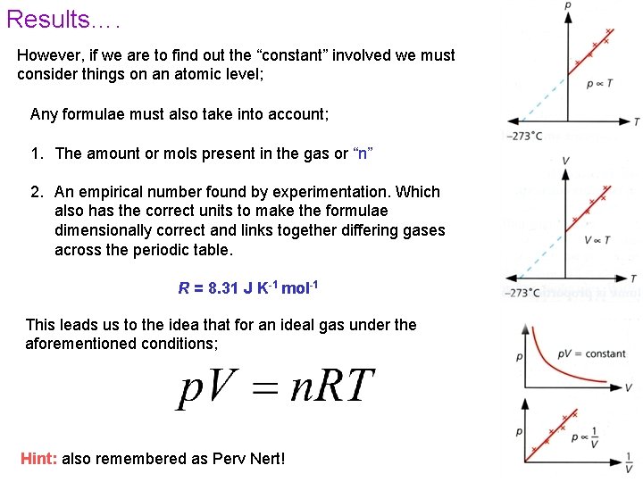 Results…. However, if we are to find out the “constant” involved we must consider