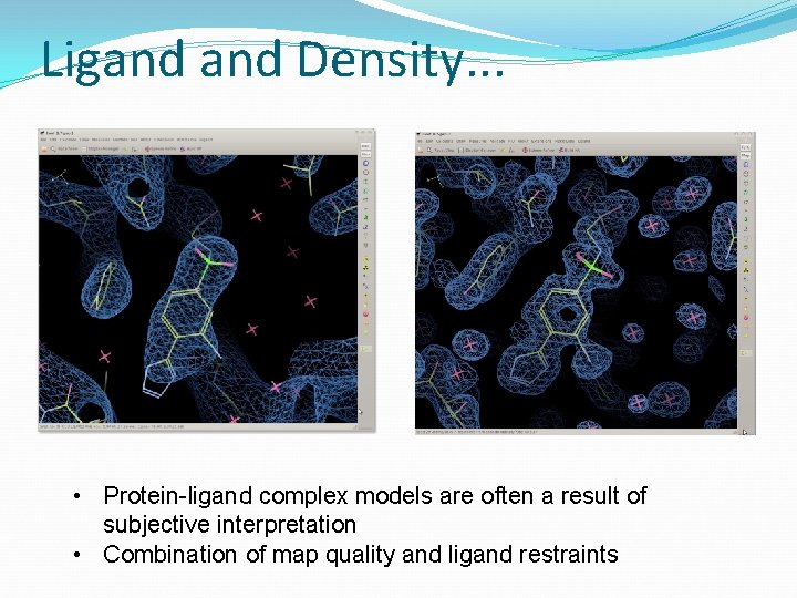 Ligand Density. . . • Protein-ligand complex models are often a result of subjective