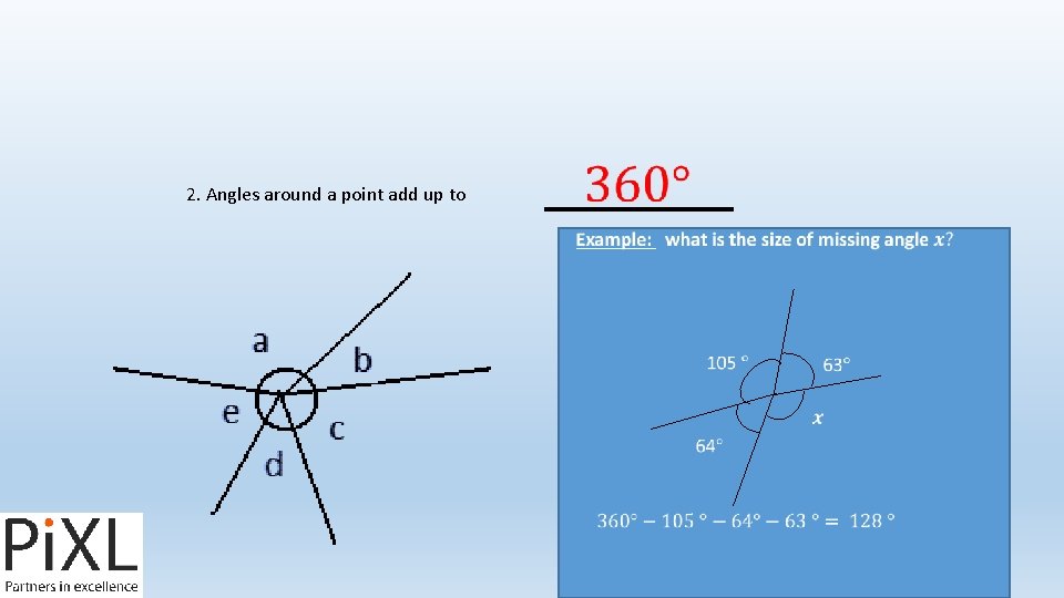  2. Angles around a point add up to 