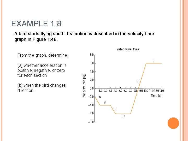 EXAMPLE 1. 8 A bird starts flying south. Its motion is described in the