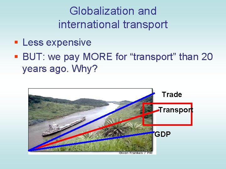 Globalization and international transport § Less expensive § BUT: we pay MORE for “transport”