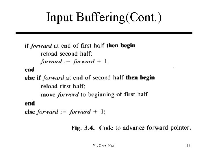 Input Buffering(Cont. ) Yu-Chen Kuo 15 Input Buffering(Cont. ) Yu-Chen Kuo 15