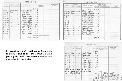 Le carnet de vol d’Henri Fouque Duparc au cours du Rallye de la France Le carnet de vol d’Henri Fouque Duparc au cours du Rallye de la France