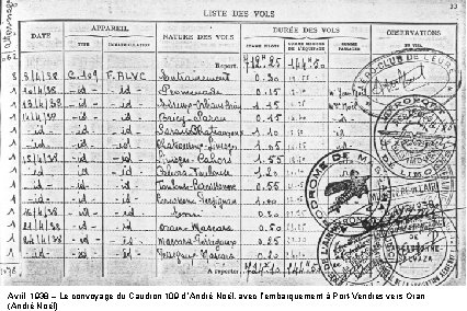 Avril 1938 – Le convoyage du Caudron 109 d ’André Noël, avec l’embarquement à Avril 1938 – Le convoyage du Caudron 109 d ’André Noël, avec l’embarquement à