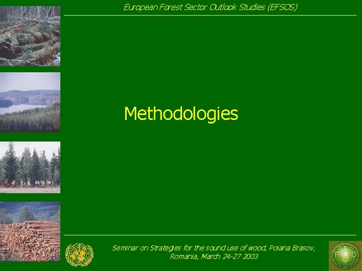 European Forest Sector Outlook Studies (EFSOS) Methodologies Seminar on Strategies for the sound use