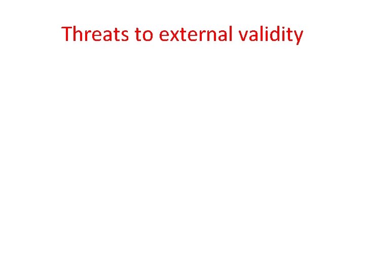 Threats to external validity 