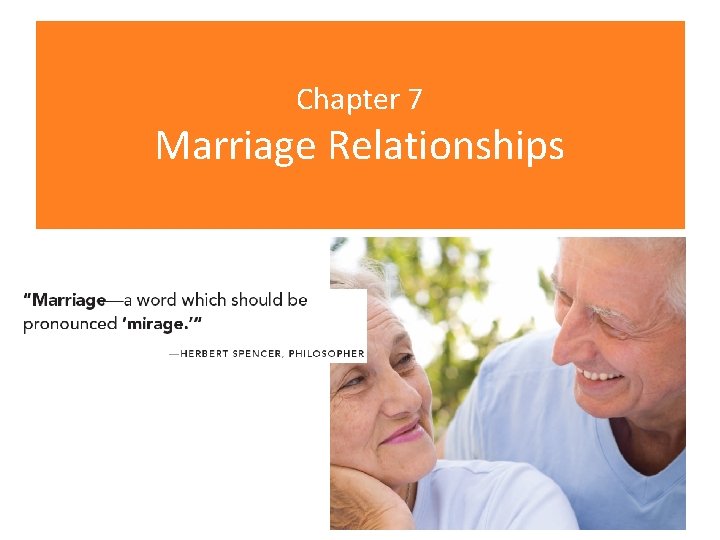 Chapter 7 Marriage Relationships 