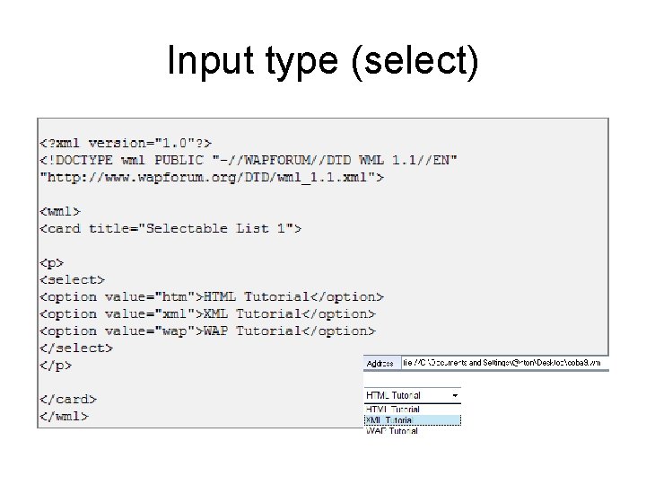 Input type (select) 