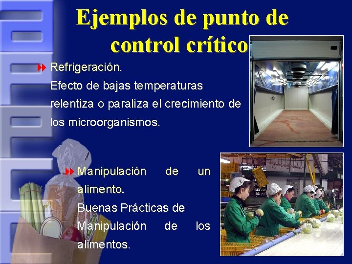 Ejemplos de punto de control crítico. 8 Refrigeración. Efecto de bajas temperaturas relentiza o
