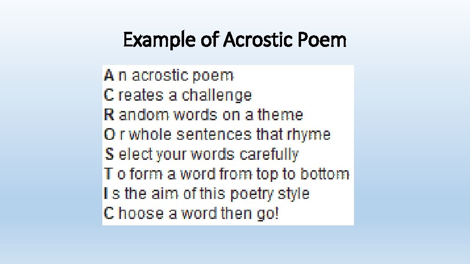 Example of Acrostic Poem 