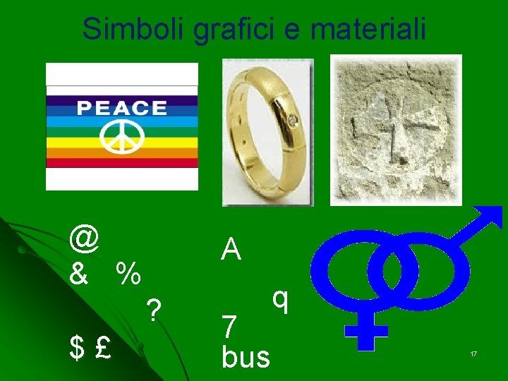 Simboli grafici e materiali @ & % A ? $£ q 7 bus 17