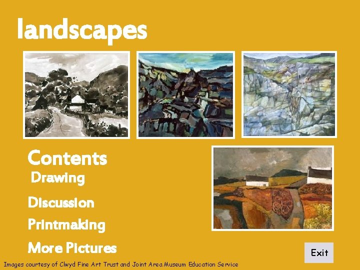 landscapes Contents Drawing Discussion Printmaking More Pictures Images courtesy of Clwyd Fine Art Trust