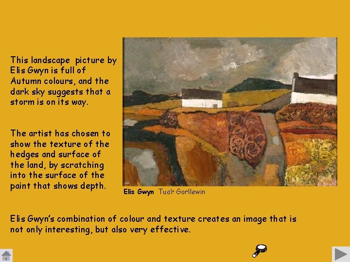 This landscape picture by Elis Gwyn is full of Autumn colours, and the dark