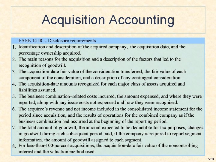 Acquisition Accounting 1 -36 