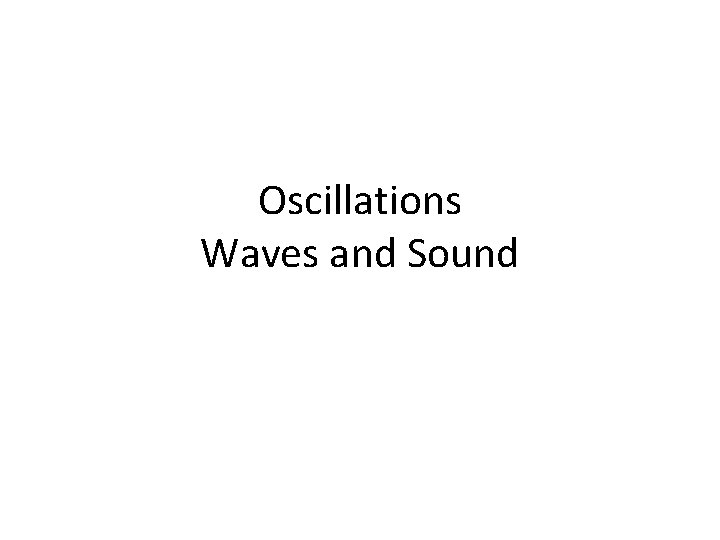 Oscillations Waves and Sound 