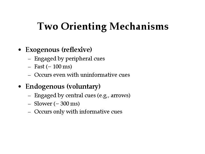 Central peripheral cues 