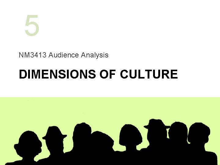 5 NM 3413 Audience Analysis DIMENSIONS OF CULTURE 