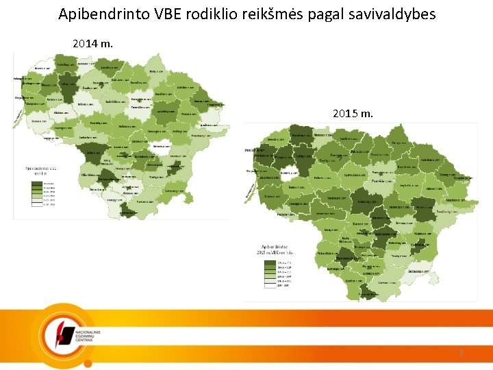 Apibendrinto VBE rodiklio reikšmės pagal savivaldybes 2014 m. 2015 m. 2 
