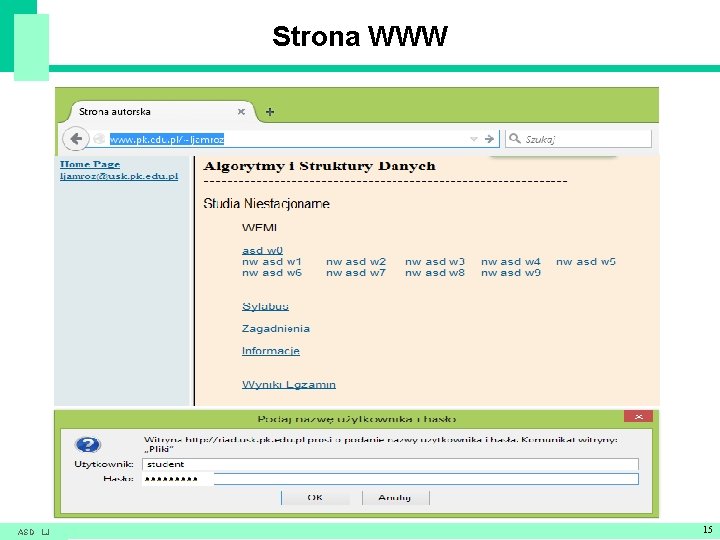 Strona WWW ASD LJ 15 