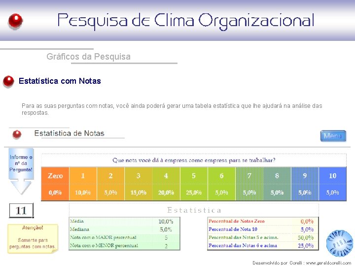 Gráficos da Pesquisa Estatística com Notas Para as suas perguntas com notas, você ainda