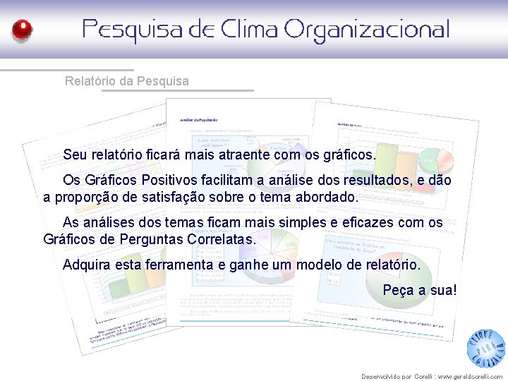Relatório da Pesquisa Seu relatório ficará mais atraente com os gráficos. Os Gráficos Positivos
