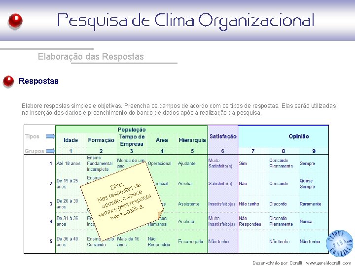 Elaboração das Respostas Elabore respostas simples e objetivas. Preencha os campos de acordo com