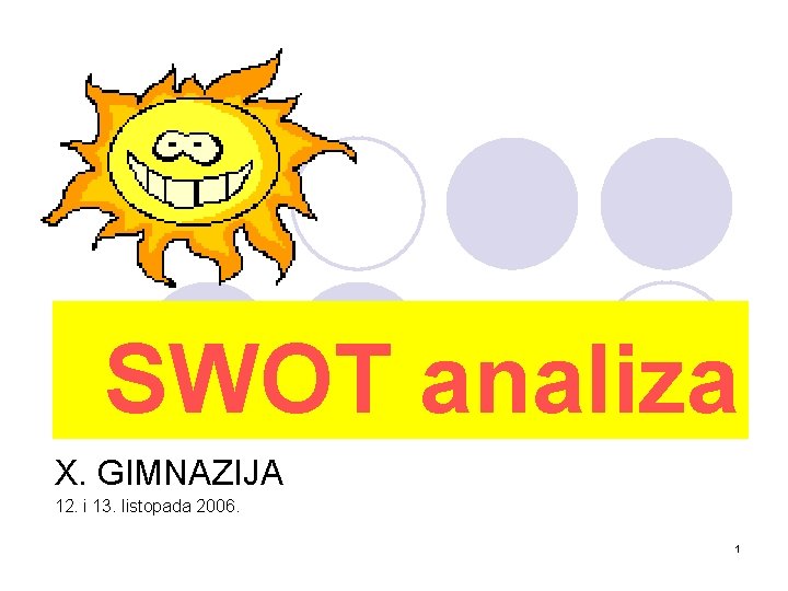 SWOT analiza X. GIMNAZIJA 12. i 13. listopada 2006. 1 