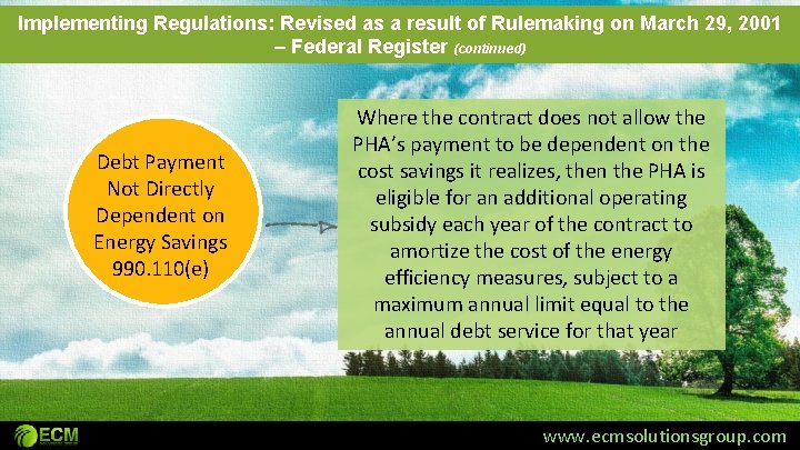 Implementing Regulations: Revised as a result of Rulemaking on March 29, 2001 – Federal