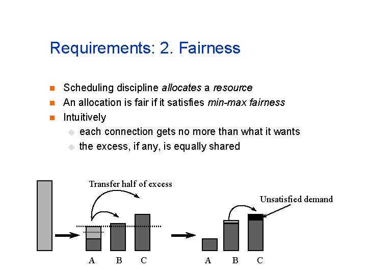 Requirements: 2. Fairness n n n Scheduling discipline allocates a resource An allocation is