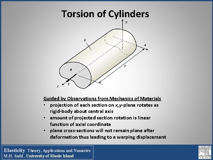 Torsion of Cylinders Guided by Observations from Mechanics of Materials • projection of each Torsion of Cylinders Guided by Observations from Mechanics of Materials • projection of each