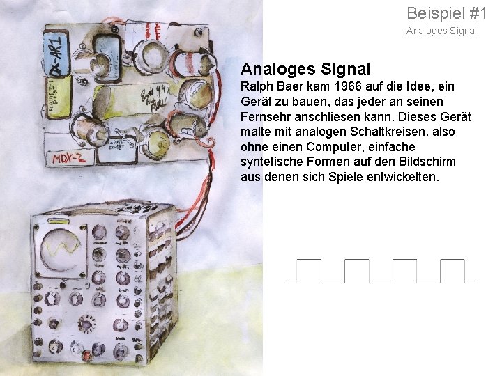 Beispiel #1 Analoges Signal Ralph Baer kam 1966 auf die Idee, ein Gerät zu