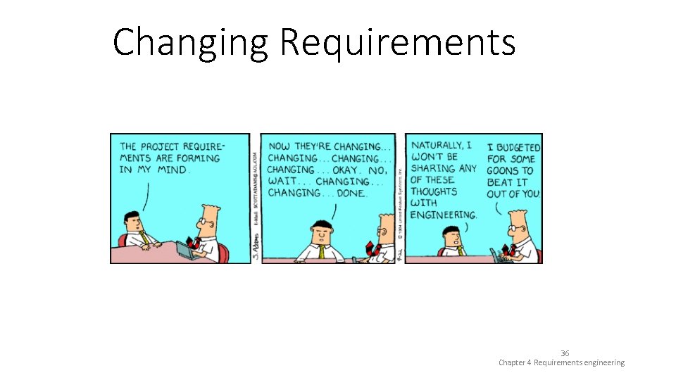 Changing Requirements 36 Chapter 4 Requirements engineering 