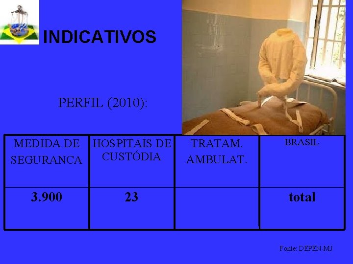 INDICATIVOS PERFIL (2010): MEDIDA DE HOSPITAIS DE CUSTÓDIA SEGURANCA 3. 900 23 TRATAM. AMBULAT.