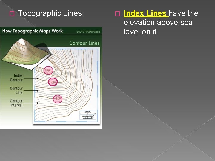 � Topographic Lines � Index Lines have the elevation above sea level on it