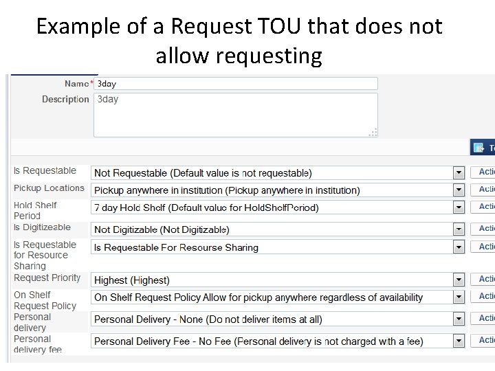 Example of a Request TOU that does not allow requesting 