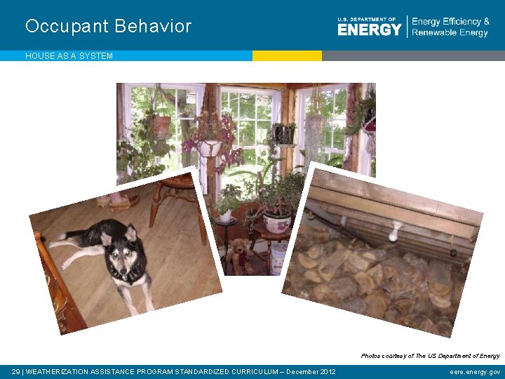Occupant Behavior HOUSE AS A SYSTEM Photos courtesy of The US Department of Energy