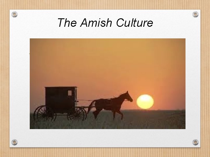 The Amish Culture 