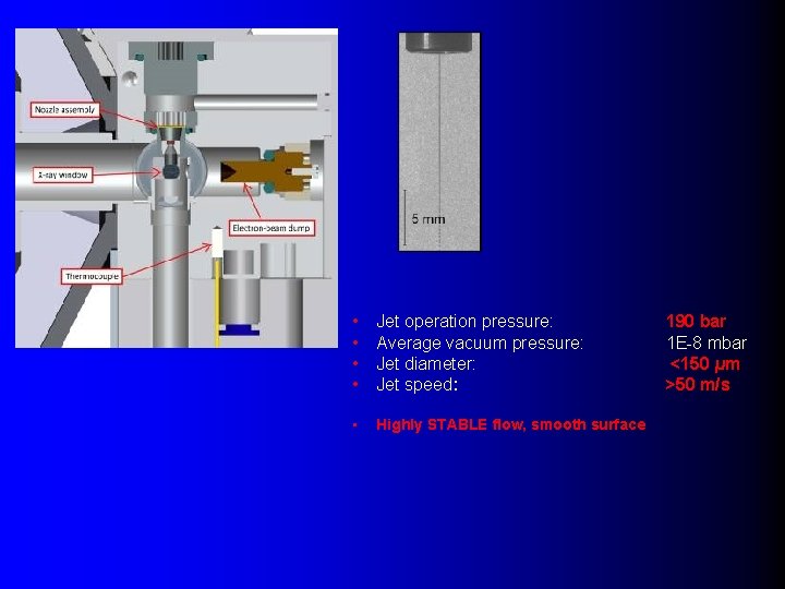  • • Jet operation pressure: Average vacuum pressure: Jet diameter: Jet speed: •