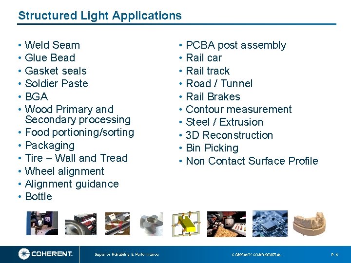 Structured Light Applications • Weld Seam • Glue Bead • Gasket seals • Soldier Structured Light Applications • Weld Seam • Glue Bead • Gasket seals • Soldier