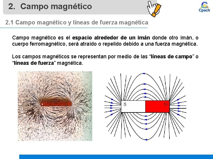 2. Campo magnético 2. 1 Campo magnético y líneas de fuerza magnética Campo magnético 2. Campo magnético 2. 1 Campo magnético y líneas de fuerza magnética Campo magnético