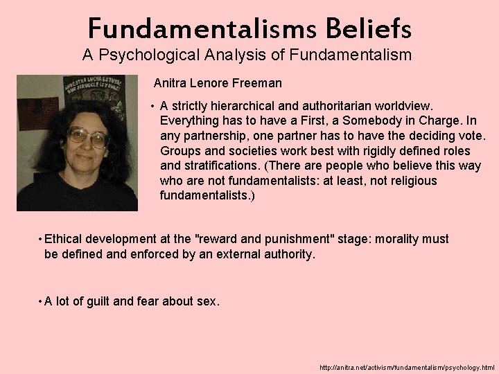 Fundamentalisms Beliefs A Psychological Analysis of Fundamentalism Anitra Lenore Freeman • A strictly hierarchical