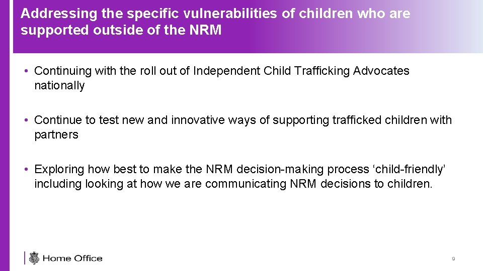 Addressing the specific vulnerabilities of children who are supported outside of the NRM •