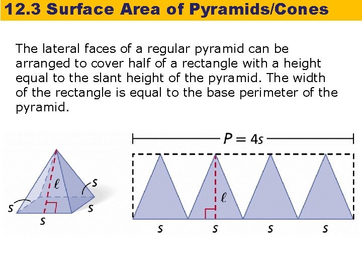 12. 3 Surface Area of Pyramids/Cones The lateral faces of a regular pyramid can