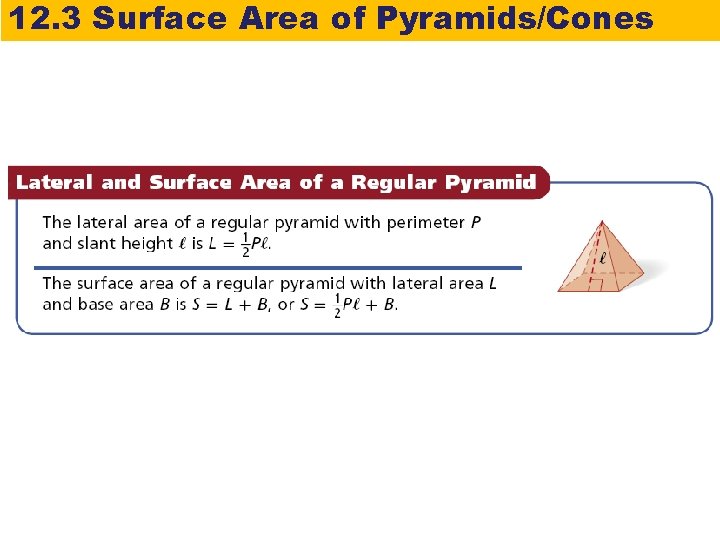 12. 3 Surface Area of Pyramids/Cones 