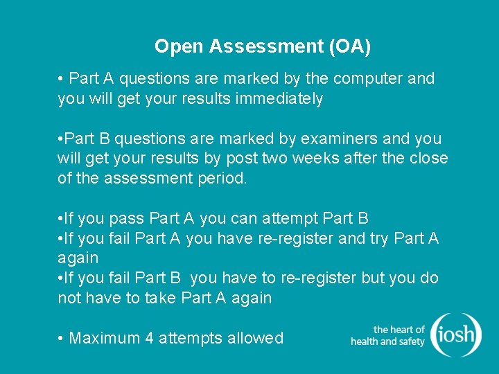 Open Assessment (OA) • Part A questions are marked by the computer and you Open Assessment (OA) • Part A questions are marked by the computer and you